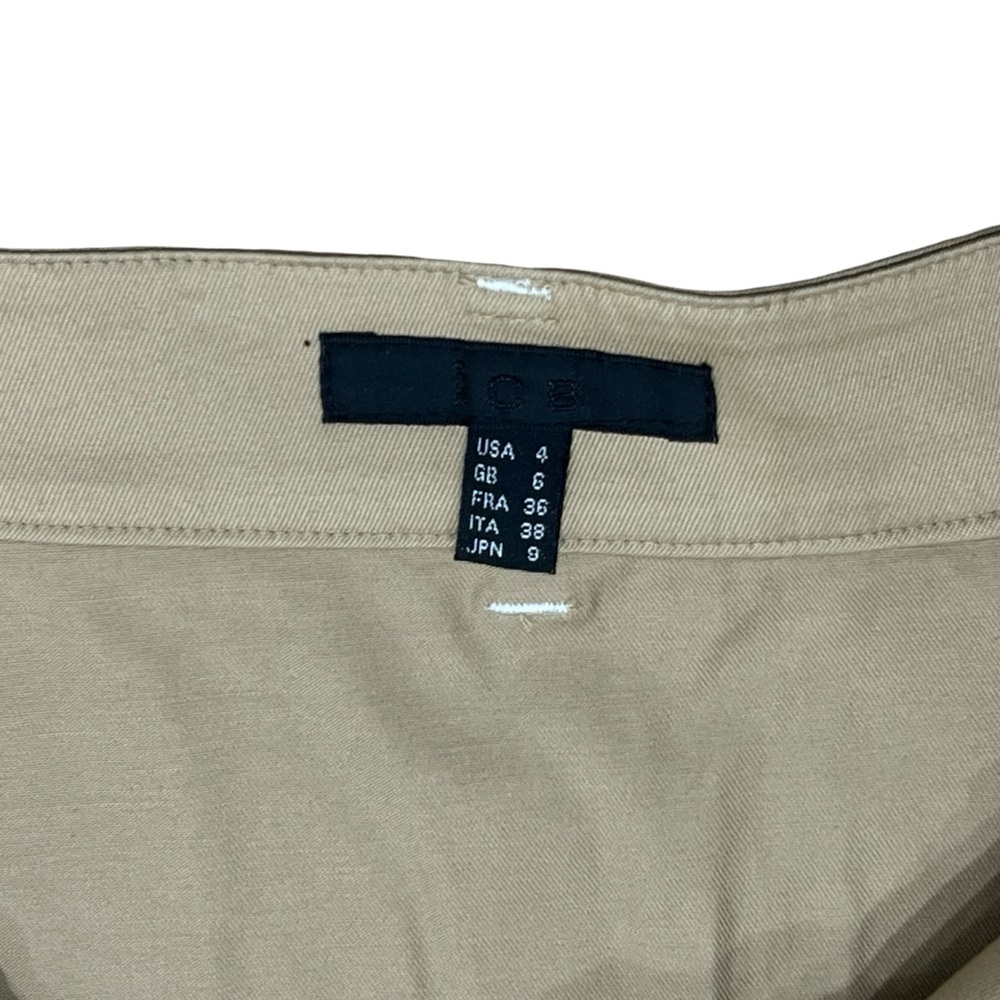 Cotton Khaki Tan A-line Maxi Skirt Elegant White Stitching Old Money Office - Picture 6 of 11